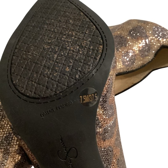 Jessica Simpson‎ golden leop print fabric heel size 7.5 - Picture 7 of 11